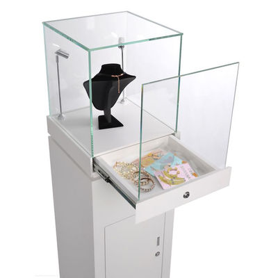 kualitas  Wooden Point Of Purchase Pop Display Necklace Jewelry Display Stand With Lock pabrik