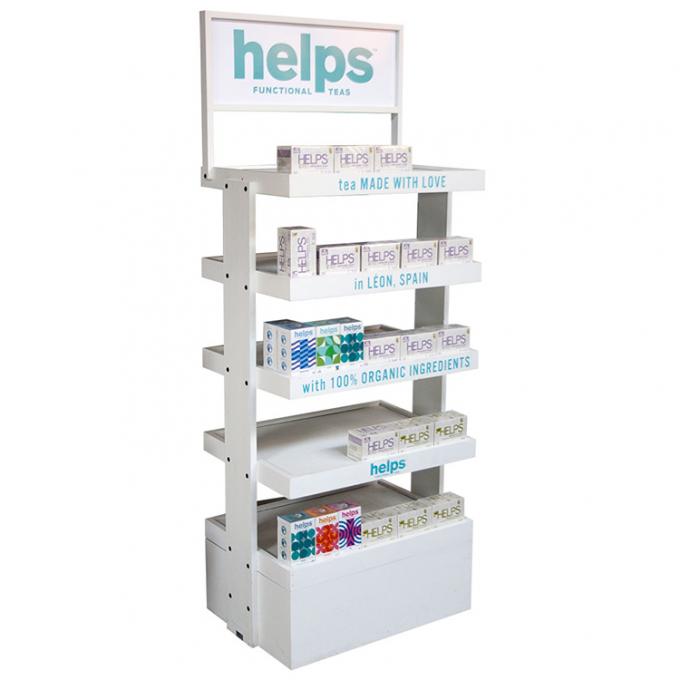 Supermarket kayu display Rack Untuk pembersih wajah produk perawatan kulit 6