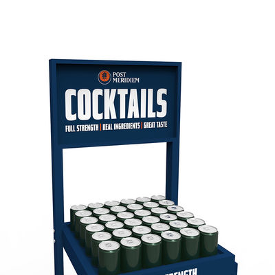 Pine Wood 5 Layers Cocktail Display Stand Rak Display dengan Roda untuk Toko Anggur