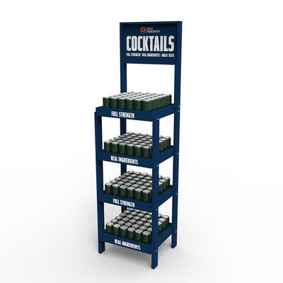 Pine Wood 5 Layers Cocktail Display Stand Rak Display dengan Roda untuk Toko Anggur