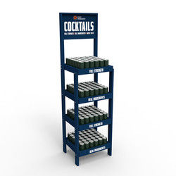 Pine Wood 5 Layers Cocktail Display Stand Rak Display dengan Roda untuk Toko Anggur