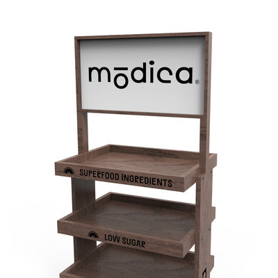 Rak Display Cocktail Kayu 5 Lapisan dengan Roda untuk Toko
