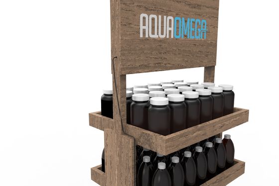 Rak pajangan botol kayu kedatangan baru untuk produk kesehatan