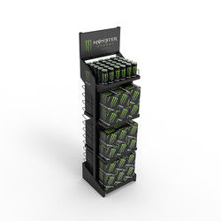 Hot Selling Supermarket Custom Metal Beverage Display Stand Dengan Logo Kustom