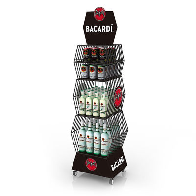 Hot Selling Supermarket Double-side Wine Bottle Display Rack Floor Wine Display Stand With Custom Logo