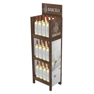 Rak Pajangan Kayu yang Disesuaikan Kayu Barcadi Display Stand Rum Ritel Ide untuk Toko Eceran