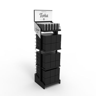 Stand Display Gaya Autolift Disesuaikan Rak Display Logam Rak Anggur Pragmatis untuk Minuman Beralkohol