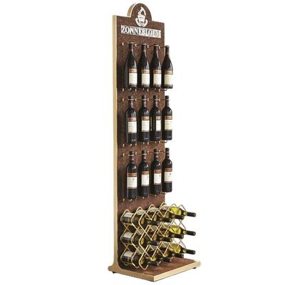 Disesuaikan Gratis Standing Wine Display Stand Rak Anggur Penyimpanan Kayu Rak Display Kayu untuk Bar