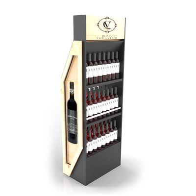 Disesuaikan Gratis Standing Wine Display Stand Rak Anggur Penyimpanan Kayu Rak Display Kayu untuk Bar