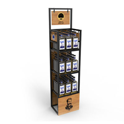 Autolift Metal Whiskey Display Stand Untuk Supermarket