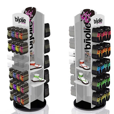 Modern Flip Flop Display Stand Memutar Tampilan Rak Sepatu Dengan Logo Disesuaikan