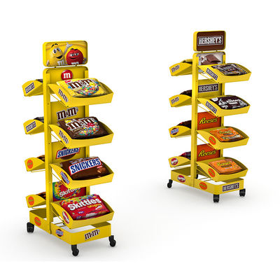 Double Sided Candy Stand Display Rak Display Kawat Logam Dengan Nampan yang Dapat Disesuaikan