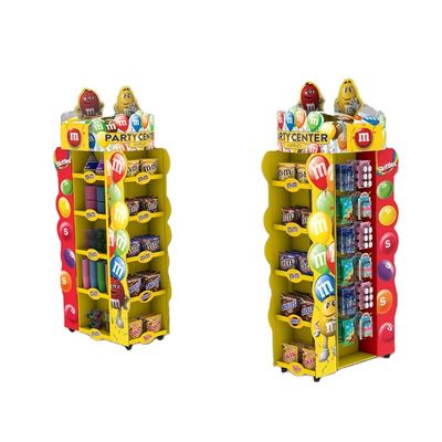 Double Sided Candy Stand Display Rak Display Kawat Logam Dengan Nampan yang Dapat Disesuaikan