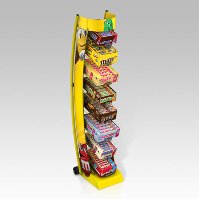 Double Sided Candy Stand Display Rak Display Kawat Logam Dengan Nampan yang Dapat Disesuaikan