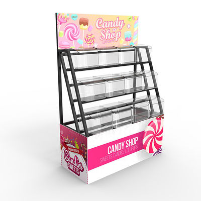 Supermarket Point Of Sales Menampilkan Permen Display Shelving Metal Custom Logo