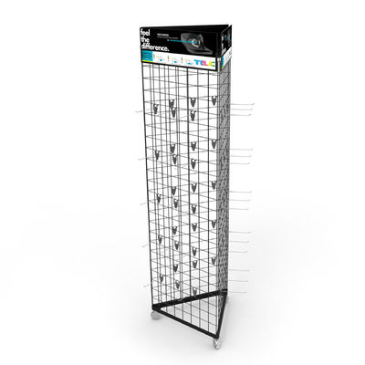 Triangle Mobile Display Stand Rak Display Gridwall Dengan Roda