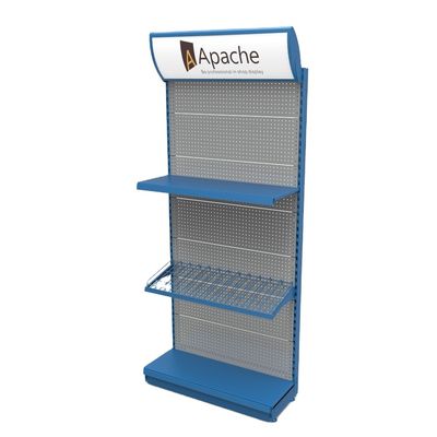 Rak Display Pegboard Toko Perangkat Keras Dengan Header Pencahayaan Led