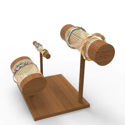 Display Meja Kayu Woven Display Stand Untuk Perhiasan Mewah Gelang
