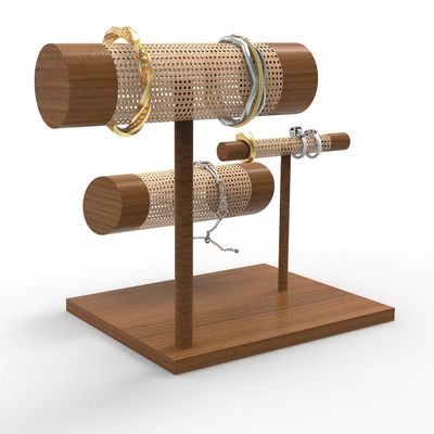 Display Meja Kayu Woven Display Stand Untuk Perhiasan Mewah Gelang