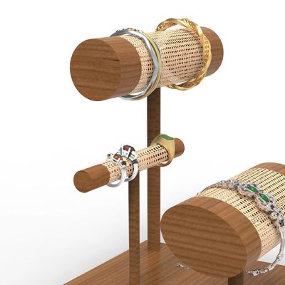 Display Meja Kayu Woven Display Stand Untuk Perhiasan Mewah Gelang