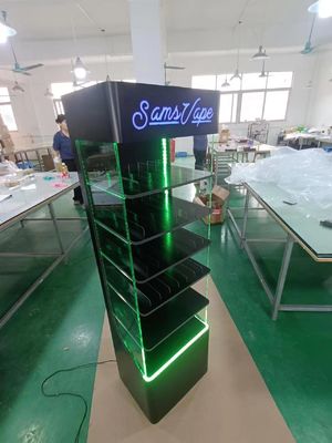 Lantai dipasang atas Acrylic Tampilan Rak LED Tampilan Stand Untuk Produk Elektronik