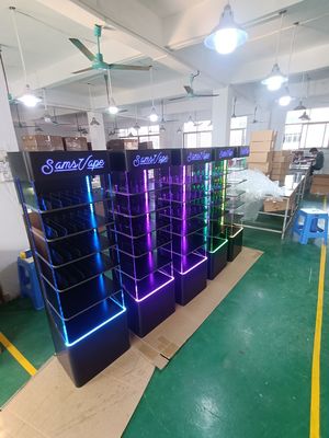 Lantai dipasang atas Acrylic Tampilan Rak LED Tampilan Stand Untuk Produk Elektronik