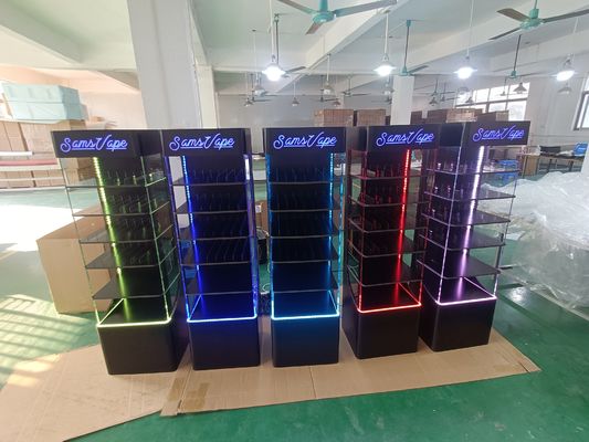 Lantai dipasang atas Acrylic Tampilan Rak LED Tampilan Stand Untuk Produk Elektronik