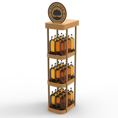 Customisable toko lantai berdiri Kayu Tiga Lapisan Tampilan Rak Rak Untuk Anggur