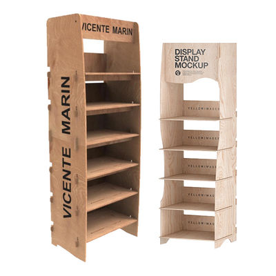 Bevis Modern 4-Layer Removable Wooden Plywood Display Racks Floor Stand untuk Supermarket Store Display Dikemas dalam Karton
